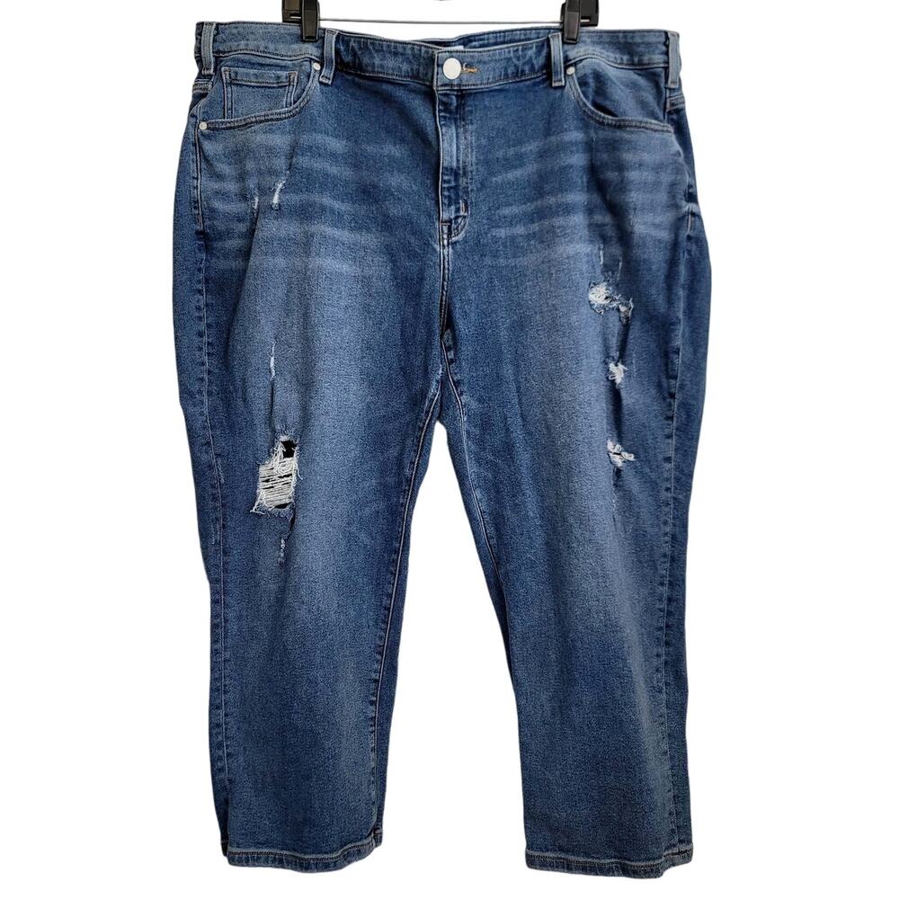 Lane Bryant Mid-Rise Girlfriend Cropped Jeans Flex Magic Waistband Size 26